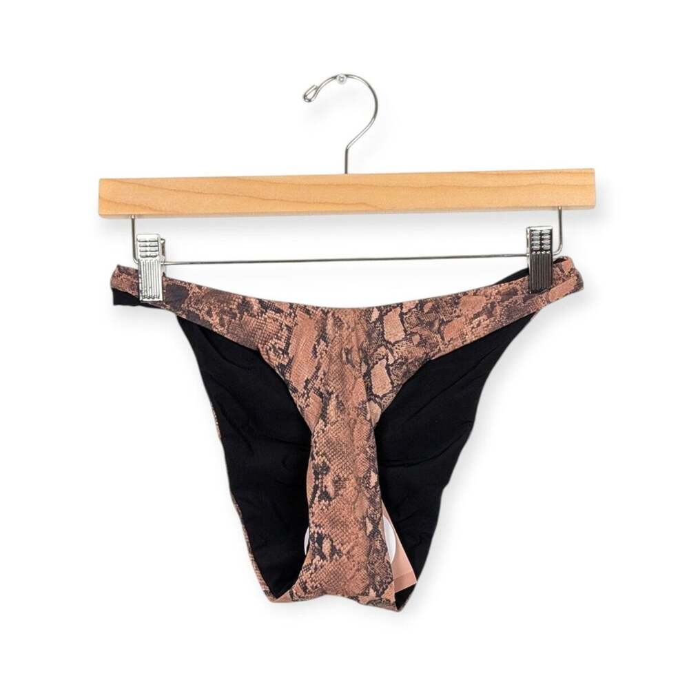 PQ Swim Bikini Bottom M Snakeskin Print High Cut Reversible Swim Bottom NWT